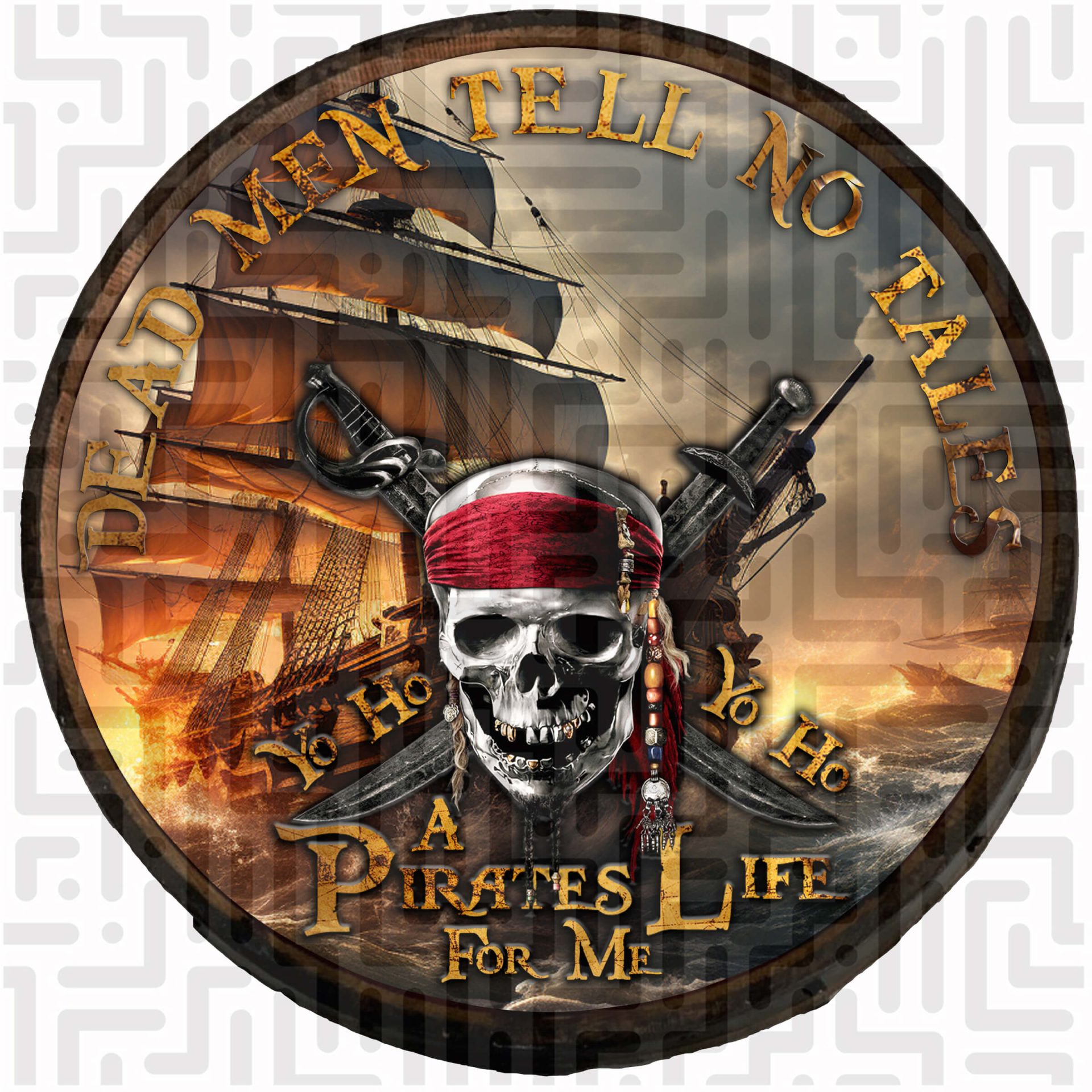 Dead Men Tell No Tales - 22" Wooden Barrel Head