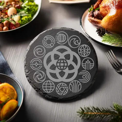 Future World Logos from EPCOT Chiseled Slate Coasters