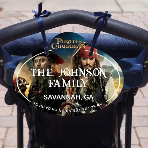 Custom Pirates of the Caribbean Scooter - Stroller Name Tag