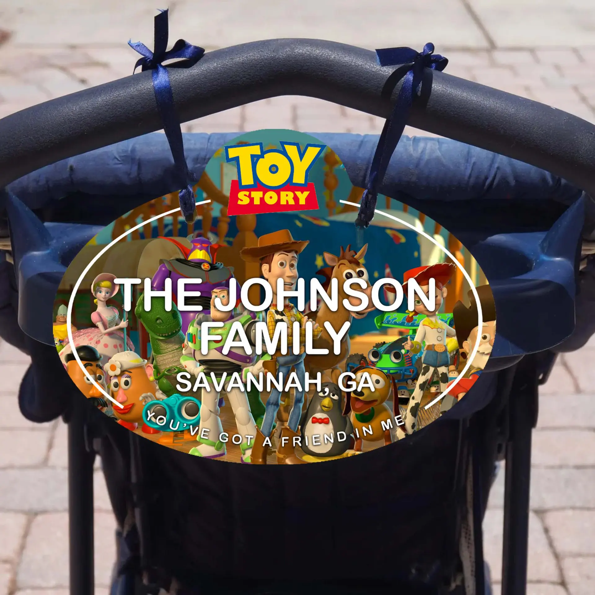 Custom Toy Story Characters Scooter - Stroller Name Tag