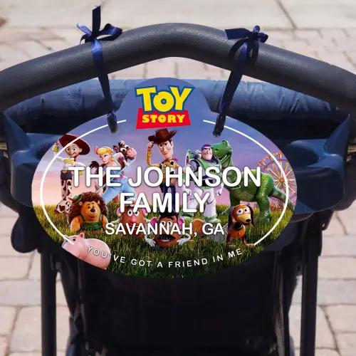 Custom Toy Story 4 Scooter - Stroller Name Tag