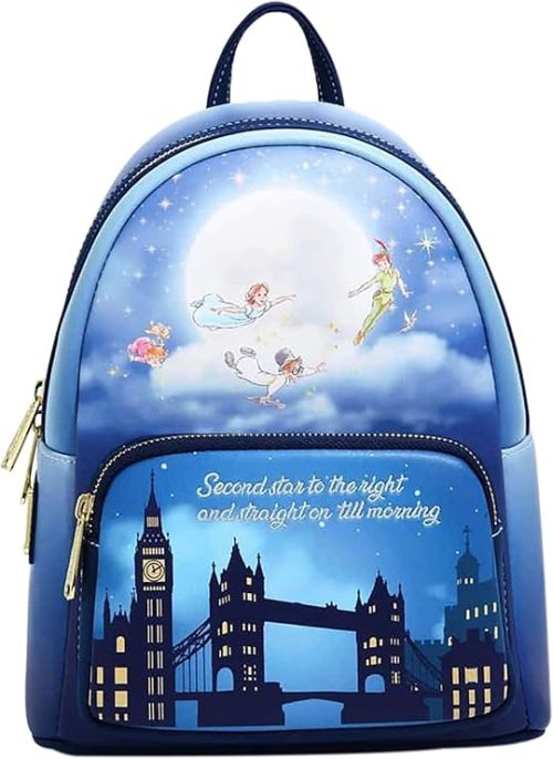 Loungefly Disney Peter Pan Second Star Glow Womens Double Strap Shoulder Bag Purse