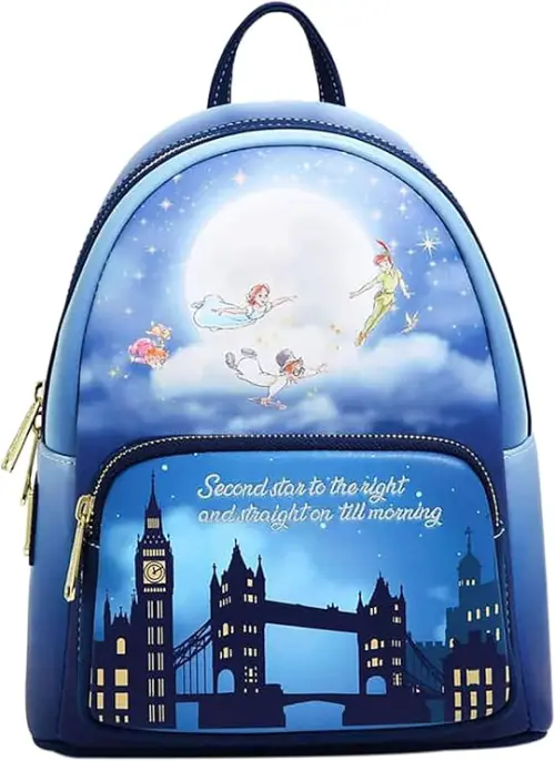 Loungefly Disney Peter Pan Second Star Glow Womens Double Strap Shoulder Bag Purse
