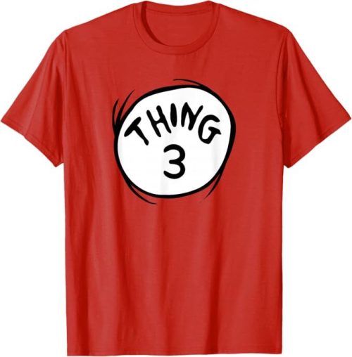 Dr. Seuss Thing 3 Emblem T-Shirt Official Dr. Seuss Merchandise featuring the iconic Thing 2 logo and perfect for fans of Dr. Seuss’s The Cat in the Hat and the whimsical world of Seussville. High-quality, breathable fabric for all-day wear and a must-have for Dr. Seuss lovers, kids, and adults alike. Lightweight, Classic fit, Double-needle sleeve and bottom hem