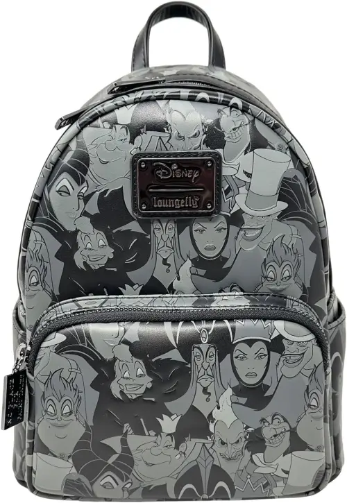 Loungefly Disney Villains Debossed All Over Print Womens Double Strap Shoulder Bag Purse