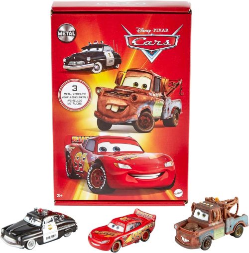 Mattel Disney and Pixar Cars Toys, Radiator Springs 3-Pack of Die-cast Toy Cars & Trucks with Lightning McQueen, Mater & Sheriff
